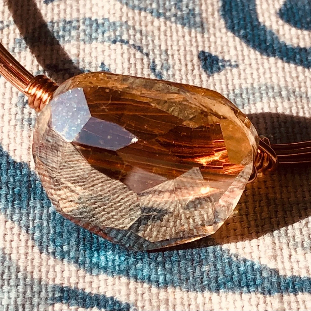 4 Handmade Copper wire stone bracelets Bourbon & Bowties